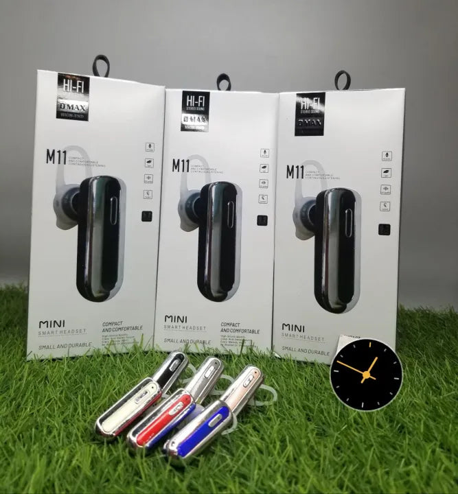 M11 Mini Bluetooth Headset – HD Calling, Compact & Comfortable Wireless Earpiece | Long Battery Backup