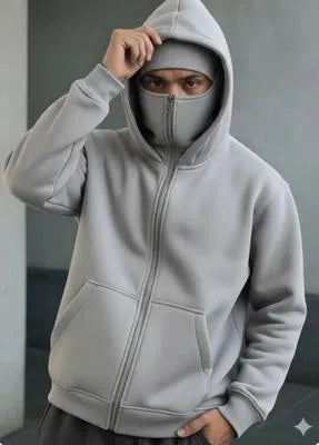 Men’s Premium Fleece Hoodie with Built-In Face Mask