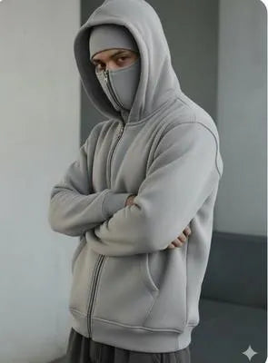Men’s Premium Fleece Hoodie with Built-In Face Mask