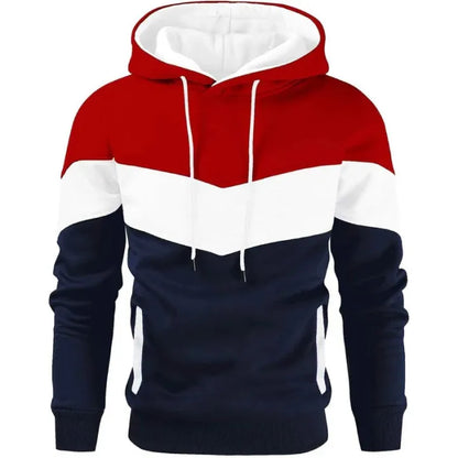 Men’s Red White Navy Color Black Hoodie